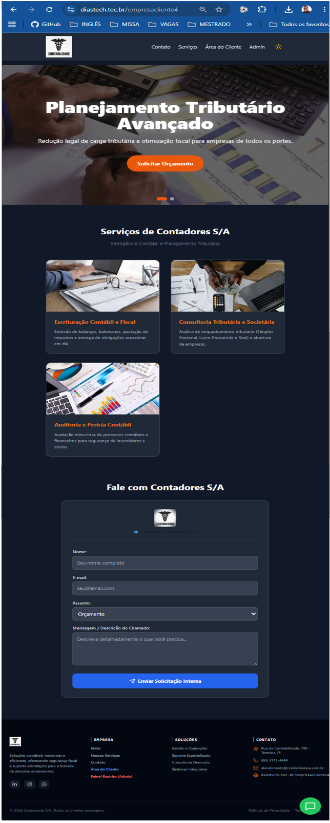 Site para clientes Contadores