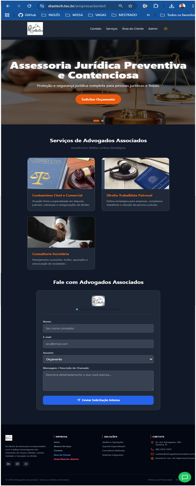 Site para clientes Advogados