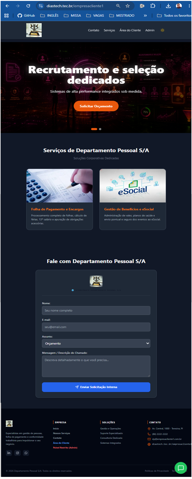 Site para clientes de recusros humanos